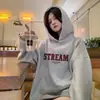 Sudadera con capucha para mujer, otoño/invierno, forrada de forro polar y engrosada, nuevo estilo 2026, popular prenda exterior azul oscuro, corte holgado y relajado