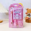 Papelaria para Estudantes Sanrio Kit de Caderno Mini Caderno Caneta Esferográfica Seis Cores Fita Adesiva Marca-Texto Conjunto de Materiais