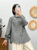 Camisa rayada japonesa para mujer primavera retro camisa holgada capa base casual manga larga top hilo de algodón mayoreo