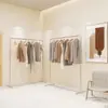 Estante de Exhibición de Acero Inoxidable Engrosado Móvil para Tienda de Ropa, Estante de Pórtico de Estilo Isla Simple para Tienda de Ropa de Mujer, Soporte de Exhibición de Pie