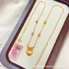 Tienda de Oro Mismo Estilo Collar Dorado Arena con Lazo para Mujer, Versátil y Elegante, Cadena para Clavícula, Joyería de Moda y Exquisita Transmisión en Vivo