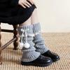Botas y Calcetines de Algodón para Niños, Lindos Lazos de Bola, Calcetines de Felpa con Encaje Lolita, Cubrepiernas de Otoño e Invierno para Niñas Coreanas
