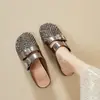 Mules Fechadas Vazadas com Strass para Uso Externo, Estilo Quente de Verão 2026, Sandálias Meia-Chinelinho Respiráveis com Strass para Adultos