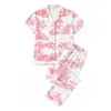 Europa Transfronteriza Comercio Exterior temu202... Pijama de Verano para Mujer con Mangas Cortas y Pantalón Largo Estampado Ropa de Casa Venta Directa de Fábrica Venta al por Mayor