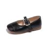 Meninas Retro Boca Rasa Pequenos Sapatos de Couro 2024 Outono Nova prata Princesa Mary Jane Sapatos Infantis Antiderrapantes