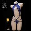 Menina de Palha Bodysuit de Renda Vazado Sexy Europeu e Americano Lingerie Slim-Fit Decote em V Profundo Tentação Roupa de Dormir 2451