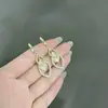 Brincos de Folha com Pedra Olho de Gato Cravejados com Cristais, Brilho Super Intenso, Estilo Francês Suave e Fresco, Brincos Geométricos Rombos Tendência de Luxo Leve