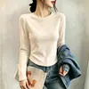 Camiseta base térmica de fleece quente e espessa para outono e inverno, peça íntima de corte justo, camiseta de manga longa para mulheres, com forro de fleece, top versátil e estiloso