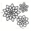 Decoração de parede de flor de metal rústico de ferro forjado de 3 peças adequada para decoração de casa em estilo fazenda