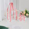 Bolsa de Armazenamento para Viagem de Verão 2025 Grande Capacidade PVC Rosa Branco Leitoso Rosa Claro para Piscina Praia Necessaire