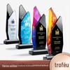 Prêmio da equipe honra estilo troféu cristal produção letras criativas medalha de cor cartão de autorização Troféu