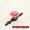 Manija Europea y Americana de Cerámica Pintada a Mano con Flor de Rosa para Tocador, Puerta de Gabinete, Manija de Agujero Único para Armario de Ropa Colorida