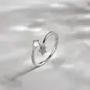 Anillo Abierto de Plata de Ley S925, Elegante y Sencillo Anillo Doble de Estrella Incrustado con Diamantes para Mujer, Joyería de Plata de Ley Moda Estilo Coreano al por Mayor