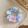 Elástico de Cabelo Azul com Laço de Flor Doce para Mulheres, Corda para Coque e Rabo de Cavalo, Atacado de Elásticos