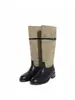 Botas Altas de Mujer para Otoño/Invierno 2026 en Color Bloque Estilo Maillard con Hebilla de Gamuza y Tacón Grueso Estilo Vaquero Retro