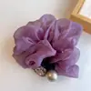 Elástico de Cabelo com Laço de Pérola para Mulheres, Rabo de Cavalo Pequeno de Cetim de Alta Qualidade, Anel de Intestino Delgado, Estilo Coreano, Simples, Faixa de Cabeça de Alta Elasticidade