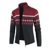 Suéter Masculino 2025 Exportação Transfronteiriça Outono e Inverno Novo Gola Alta Combinação de Cores Cardigã Tricotado Suéter Casual Masculino