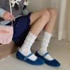 Calcetines Ioulor Nuevos de Estilo Japonés Calados Estilo Ballet con Volantes de Media Pantorrilla, Doble Aguja Doble Capa Dulces Absorbentes de Sudor Holgados