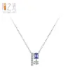 Collar Colgante Geométrico de Diamante Elegante en Plata de Ley 925 para Mujer Lujo Accesible Estilo Coreano Cadena de Clavícula Azul y Morado de Gama Alta
