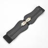 Hebilla de Hoja Ancho de Banda Elástica para Cintura Sello de Cintura Ropa a Juego Pantalones de Cuero Falda de Cuero Vestido Cinturón Elástico de Cuero Decorativo para Mujer