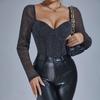 2023 Exportación Transfronteriza Ropa Europea y Americana Escote Bajo Espalda Descubierta Cintura Sexy Ajustado Mono de Manga Larga 111247