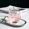 Taza de Agua de Vidrio Creativa Hexagonal de Color Ámbar de Estilo Nórdico de Lujo Ligero, Taza de Agua para Jugo para el Hogar de Celebridad de Internet, Juego de Tazas de Agua