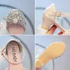 Zapatos de Princesa para Niñas Estilo Coreano Zapatos de Cristal para Niños 2026 Nuevos Zapatos de Tacón Alto Individuales para Niños Mayores Sandalias de Baile de Punta Cerrada Modernos