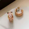 Aretes de Tachuela Brillantes Completamente Diamantados con Galvanizado de Oro Real 2026 Nuevo Estilo Caliente Aretes Retro de Alta Gama para Mujeres con Rostros Cuadrados y Redondos