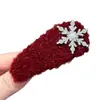 Clip para el Cabello de Copo de Nieve de Felpa Roja Estilo Nuevo 2025, Elegante Pinza para Flecos Laterales, Pasador para la Frente, Accesorio para el Cabello de Mujer