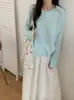 Cardigan de Punto Fino de Color Sólido con Cuello Redondo, Estilo Holgado Adelgazante Versátil Estilo Perezoso, Chaqueta Suéter Nueva Colección Primavera 2026 para Mujer