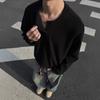 Camiseta de Manga Larga con Cuello Henley Off-White para Hombre Primavera y Otoño Sudadera Americana Textura de Piqué Interior con Capucha Camiseta Básica