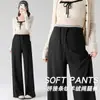 Nueva Ropa de Abrigo de Otoño para Mujeres Embarazadas, Pantalones de Pierna Ancha de Arroz Pegajoso, Pantalones Largos Rectos No Constrictivos para el Vientre para el Embarazo, Otoño/Invierno para Mujeres Embarazadas