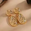Brincos Ovais Plissados em Forma de Gota Estilo Metal Europeu e Americano Transfronteiriços, Brincos de Moda de Nicho, Acessórios de Orelha Versáteis Simples Retrô