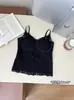 Otoño/Invierno Nuevo Lujo Ligero Encaje Hueso de Pescado Cálido Piel Camisola Chaleco para Mujer Correa Poética Almohadilla para Sujetador Ropa Interior Sexy Longitud Media Espalda Bonita