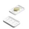 Jabonera de doble capa con drenaje estilo japonés, jabonera de plástico para baño, estante de almacenamiento impermeable creativo, caja de jabón