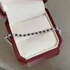 Pulsera de Tenis de Plata de Ley 925 Más Vendida en Europa y América, Color Azul y Blanco Diamante Zircón de Color, 5 Puntas, para Mujer, Fila Única Completa de Diamantes, Joyería Versátil