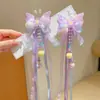 Accesorio para el cabello Hanfu para niñas, pasador de flor de lazo colorido estilo antiguo, tocado de princesa de disfraz súper de hadas con borlas