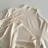 Camiseta Interna Gola Alta Meia Manga Feminina Manga Longa Outono Inverno 2025 Novo Estilo Slim Fit Veludo Camisa Base Top Moda
