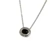Collar Colgante Oval de Ágata Negra Plata de Ley S925 Coreana Cadena para Clavícula de Diseño de Nicho de Lujo Accesible de Alta Gama para Mujer