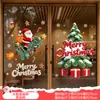 Decoraciones de Ventana de Centro Comercial Feliz Navidad Letras Inglesas Lazo de Cinta Roja Copo de Nieve Dorado Pegatinas Electrostáticas