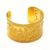 Pulseira Aberta Estilo Étnico Vintage, Pulseira Larga Dourada Exótica de Dunhuang, Joia de Luxo Leve Estilo Étnico Boêmio Dai