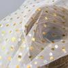 Tela de malla de lunares dorados blancos, poliéster, malla hexagonal, lunares bronceados, hilo para ropa infantil