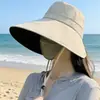 Protección Solar Ala Ancha Estilo Nuevo A prueba de Viento UV Goma Negra Sombrero de Sol de Verano Sombrero de Pescador Sombrero Protector Solar para Ciclismo al Aire Libre