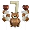 Set de Globos de Osito Mate Lindo con Foil Arcoíris Corazón Número Decoración para Fiesta de Cumpleaños Infantil Globos Arcoíris