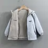 Chaqueta Reversible para Niños 2026 Otoño/Invierno Nuevo Estilo Sudadera con Capucha y Cremallera Forrada de Felpa para Niños Medianos a Grandes Chaqueta con Capucha de Dibujos Animados A prueba de Viento