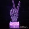 Serie de Gesto de Victoria Lámpara 3D Lámpara Visual LED Colorida Creativa Lámpara de Mesa de Noche Regalo Luz Nocturna Sensible al Tacto