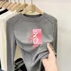 Camiseta casual de fleece com manga longa para outono e inverno para meninas, top estiloso e moderno, camiseta básica versátil de gola redonda para meninas