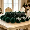 Suprimentos de Decoração de Natal Veludo Plástico Pintado Flocado Conjunto de Bolas de Natal para Casa Árvore de Natal Bolas para Pendurar no Teto
