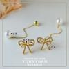 Pendientes Largos con Lazo Estilo Ins Coreano, Gama Alta, Modernos, Lujo Accesible, Elegantes Exquisitos, Versátiles Pendientes con Pasador de Plata 925 para Mujer