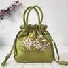 Bolso de Mano para Mujer Bolso Pequeño Bolso de Mano Estilo Étnico Bolso Bordado Bolso de Mamá Bolso Cubo para Mujer Cierre de Cordón Bolso para Teléfono Móvil Hanfu